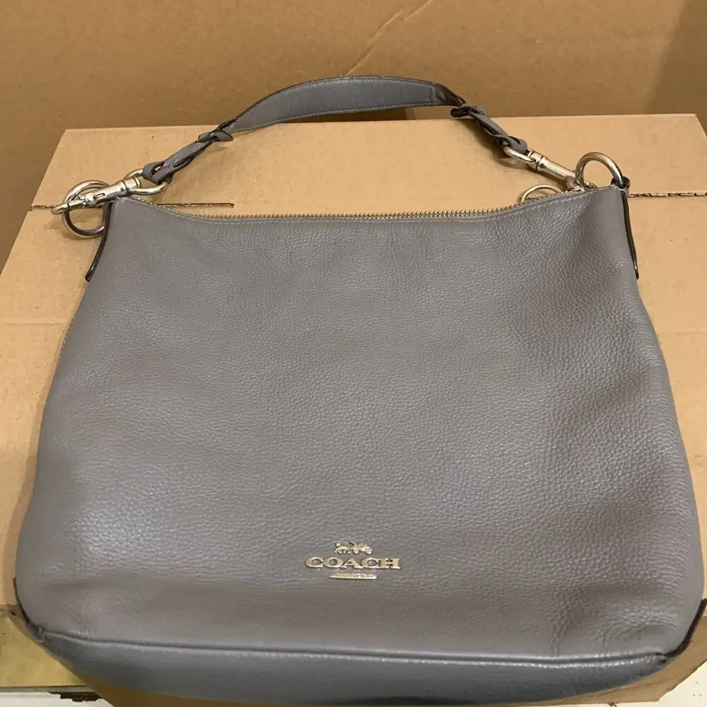 COACH Refined Gray Pebbled Leather ABBY Duffle Sac Hobo F31507